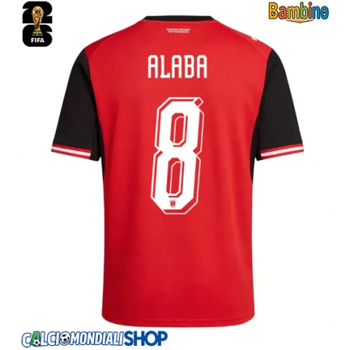 Maglie da calcio Austria David Alaba #8 Prima Maglia Bambino Mondiali 2026  Manica Corta + Pantaloni corti)